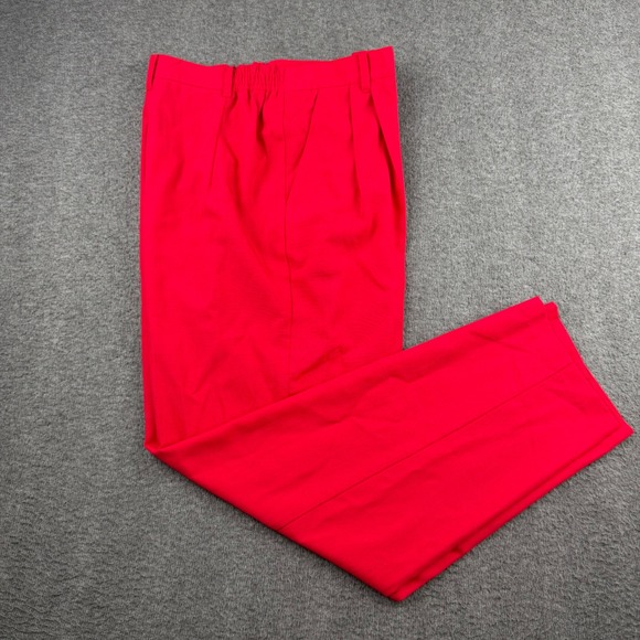 Sag Harbor Pants - Sag Harbor Vintage Red High Waisted Pleated Straight Leg Dress Pants Womens 14